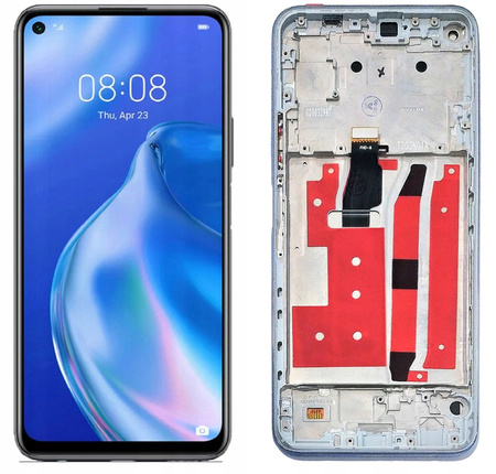 WYŚWIETLACZ EKRAN LCD DO HUAWEI P40 LITE 5G RAMKA SREBRNA