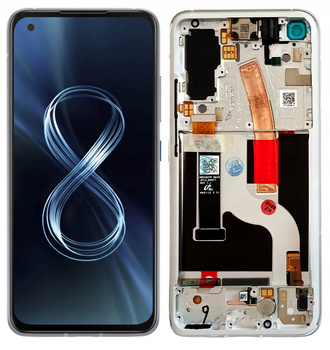ORYGINAŁ WYŚWIETLACZ EKRAN LCD DO ASUS ZENFONE 8 RAMKA SREBRNA